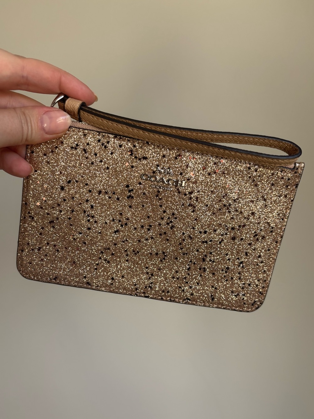 Coach star glitter gold wristlet